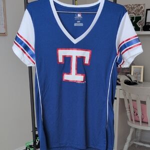 Genuine Merchandise Blue Tee with Red and White Logo